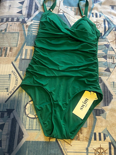 Next green ruched one piece - next,